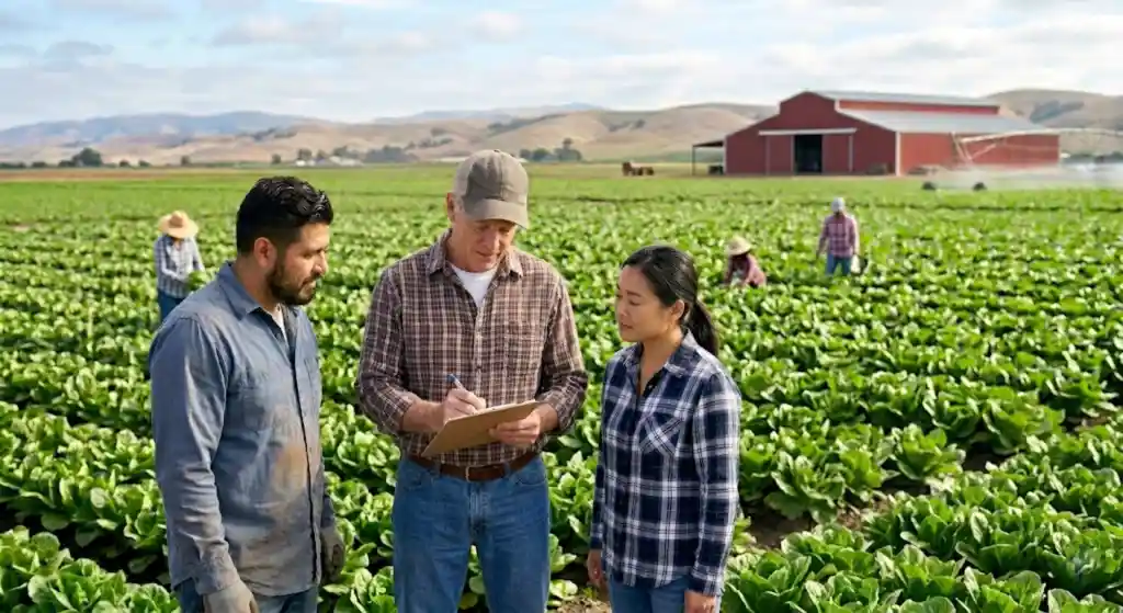 h2a workers discussing in the field